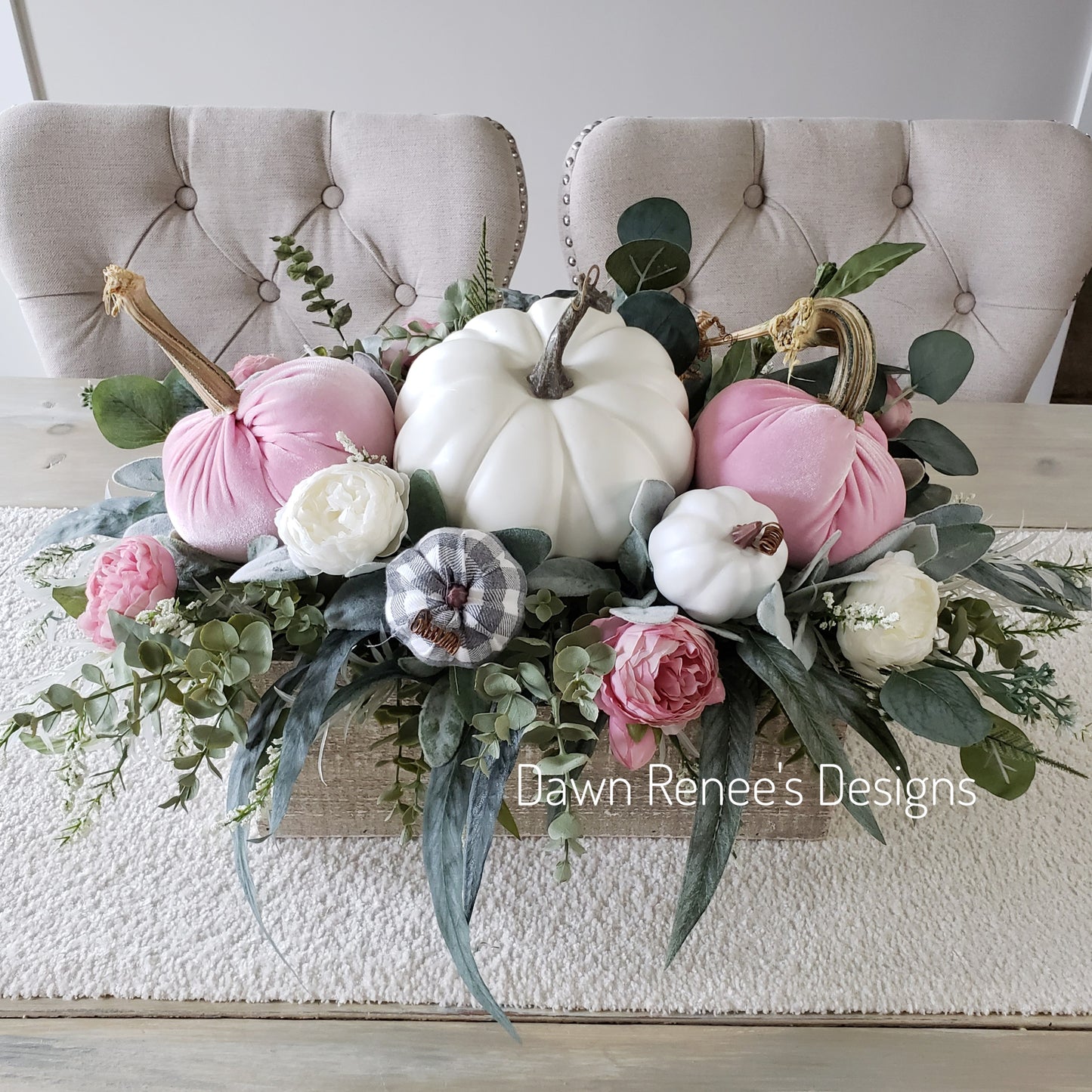 Pink and White Pumpkin Centerpiece