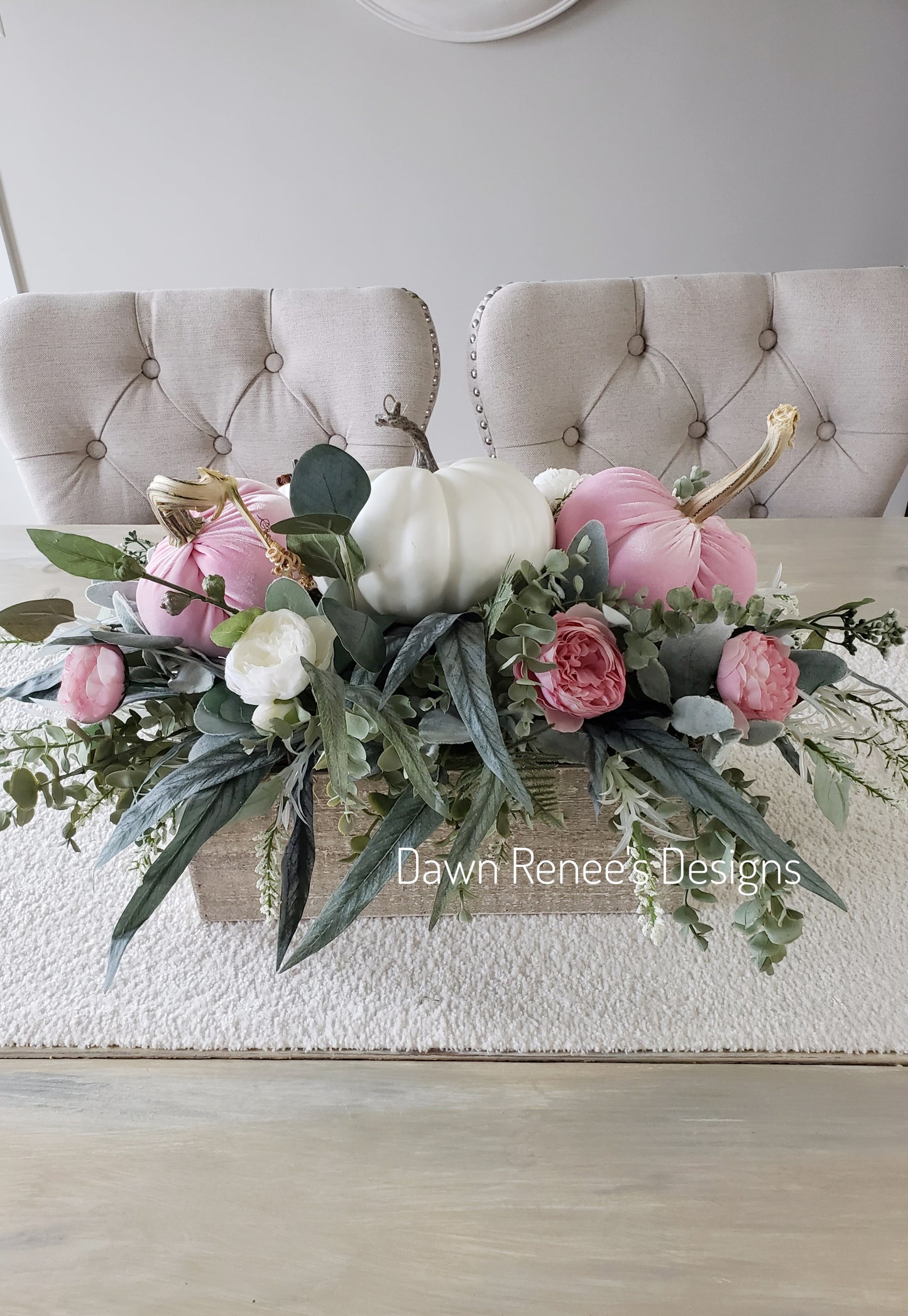 Pink and White Pumpkin Centerpiece