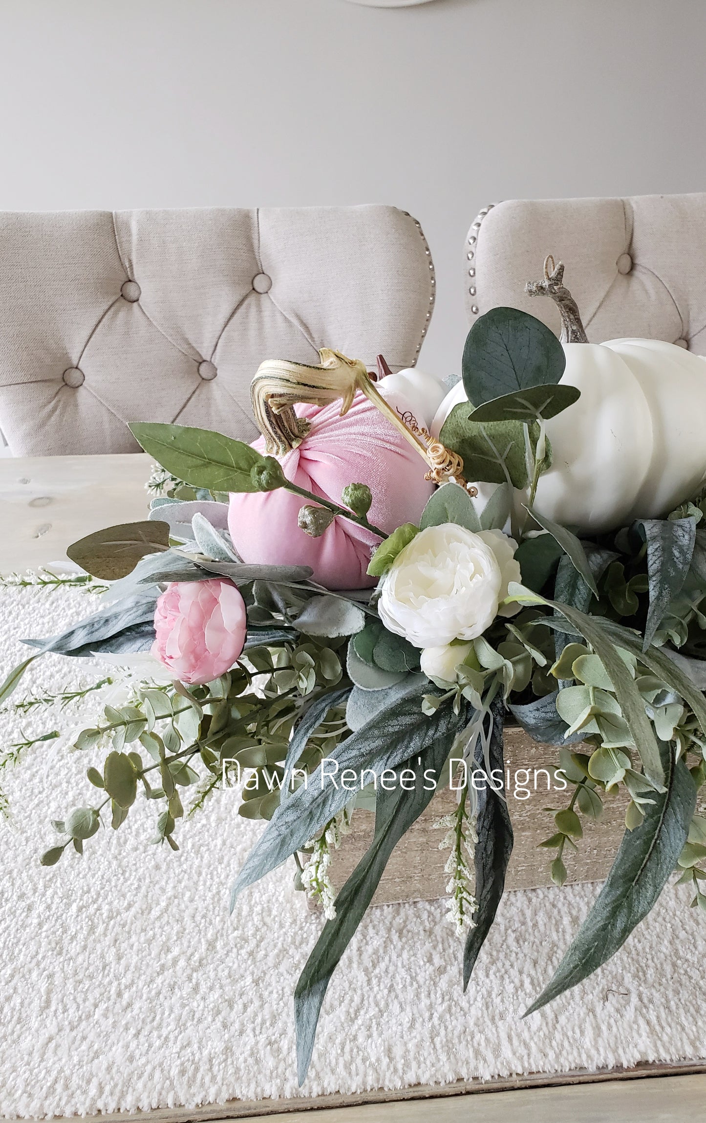 Pink and White Pumpkin Centerpiece