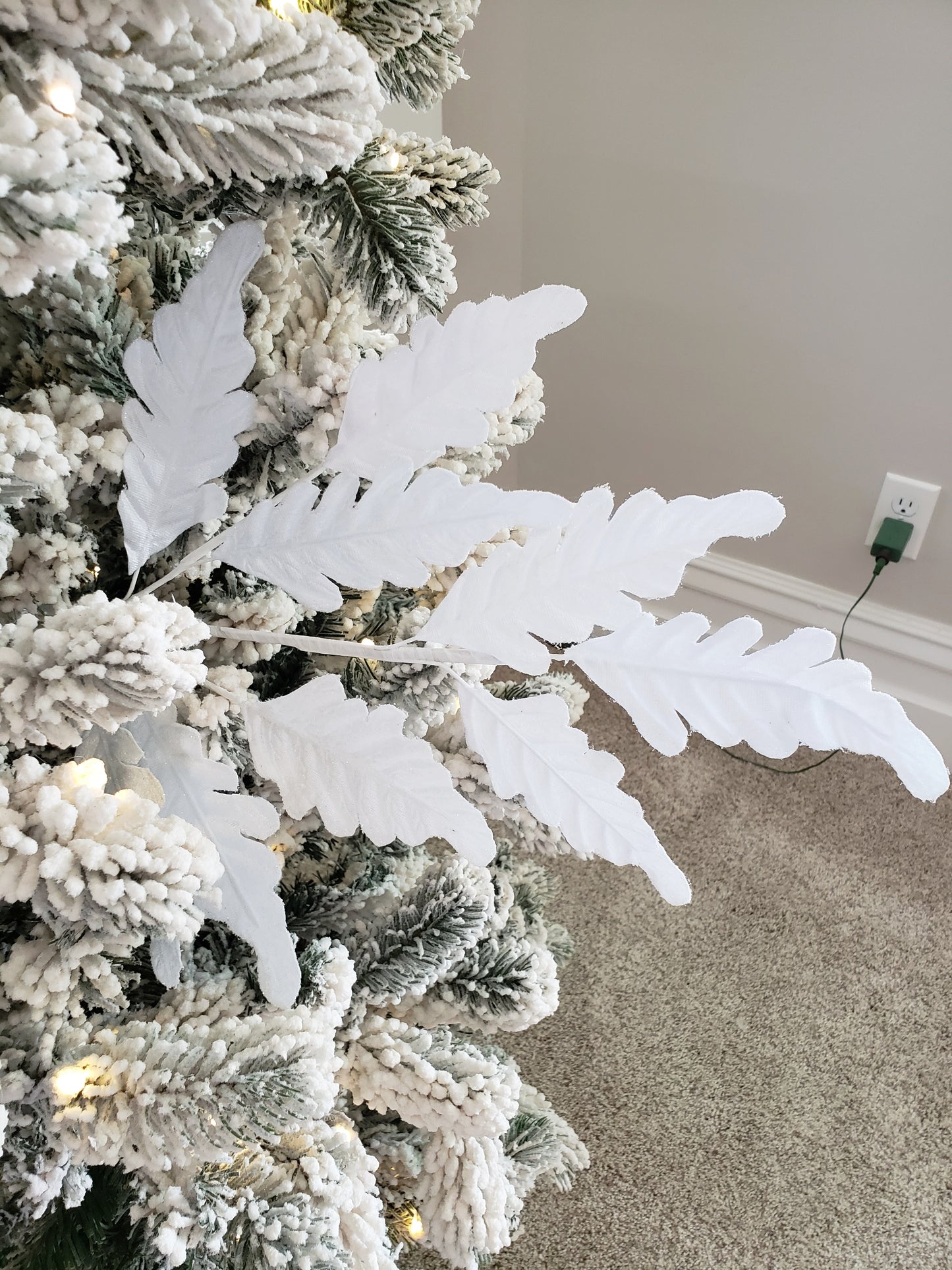 White Leaf Stem - Christmas Tree, Wreath, Garland, Centerpieces
