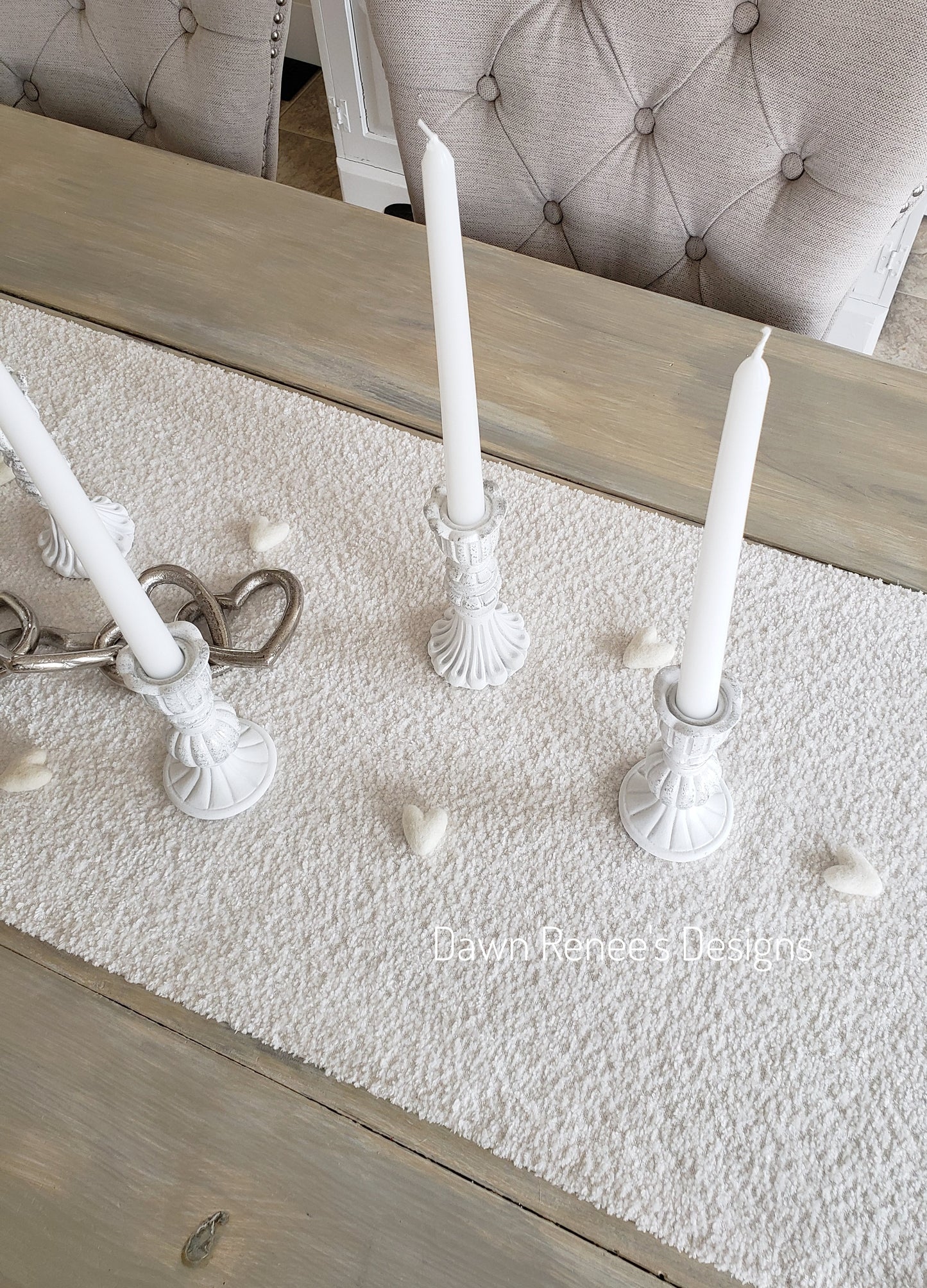White Felt Heart Shapes