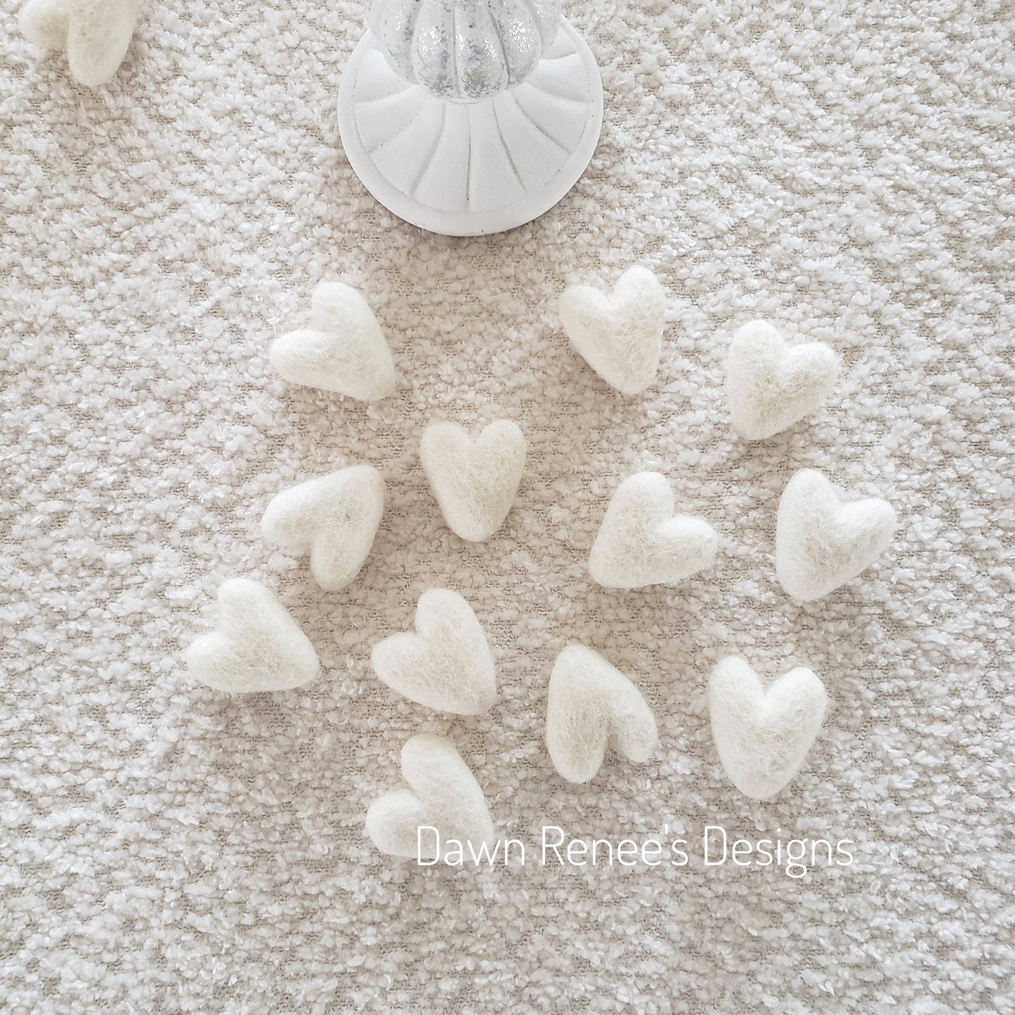 White Felt Heart Shapes