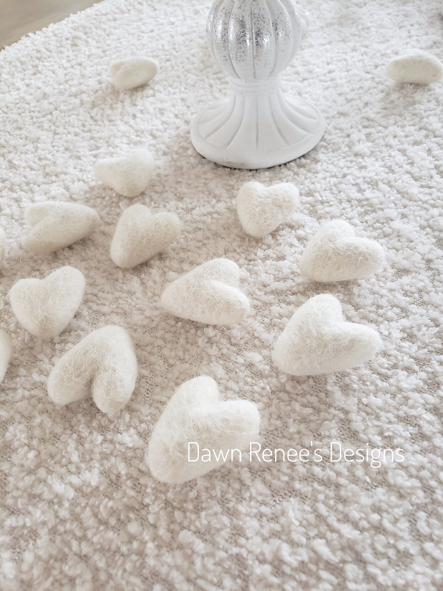 White Felt Heart Shapes