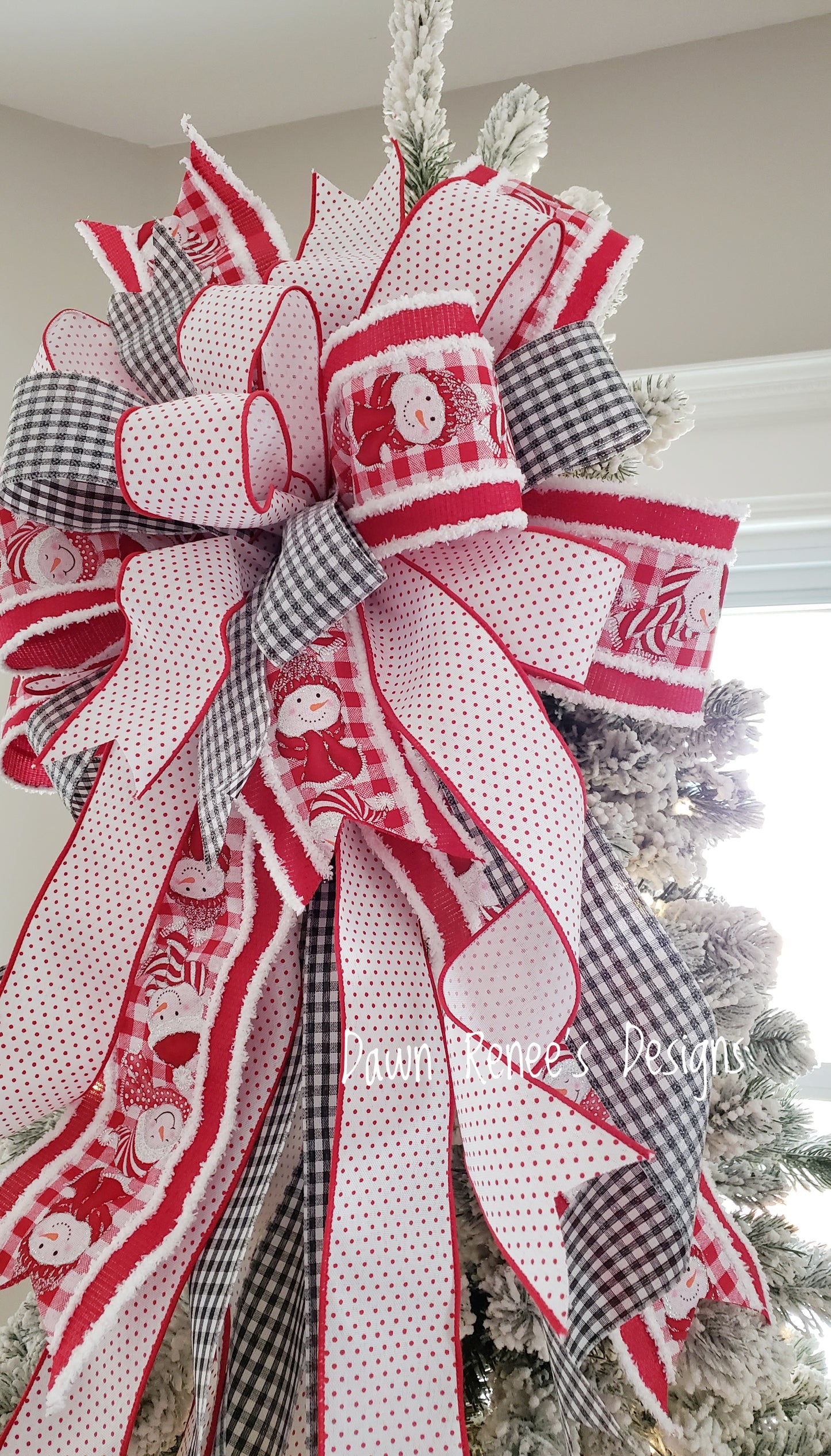 Snowman Christmas Tree Topper Bow