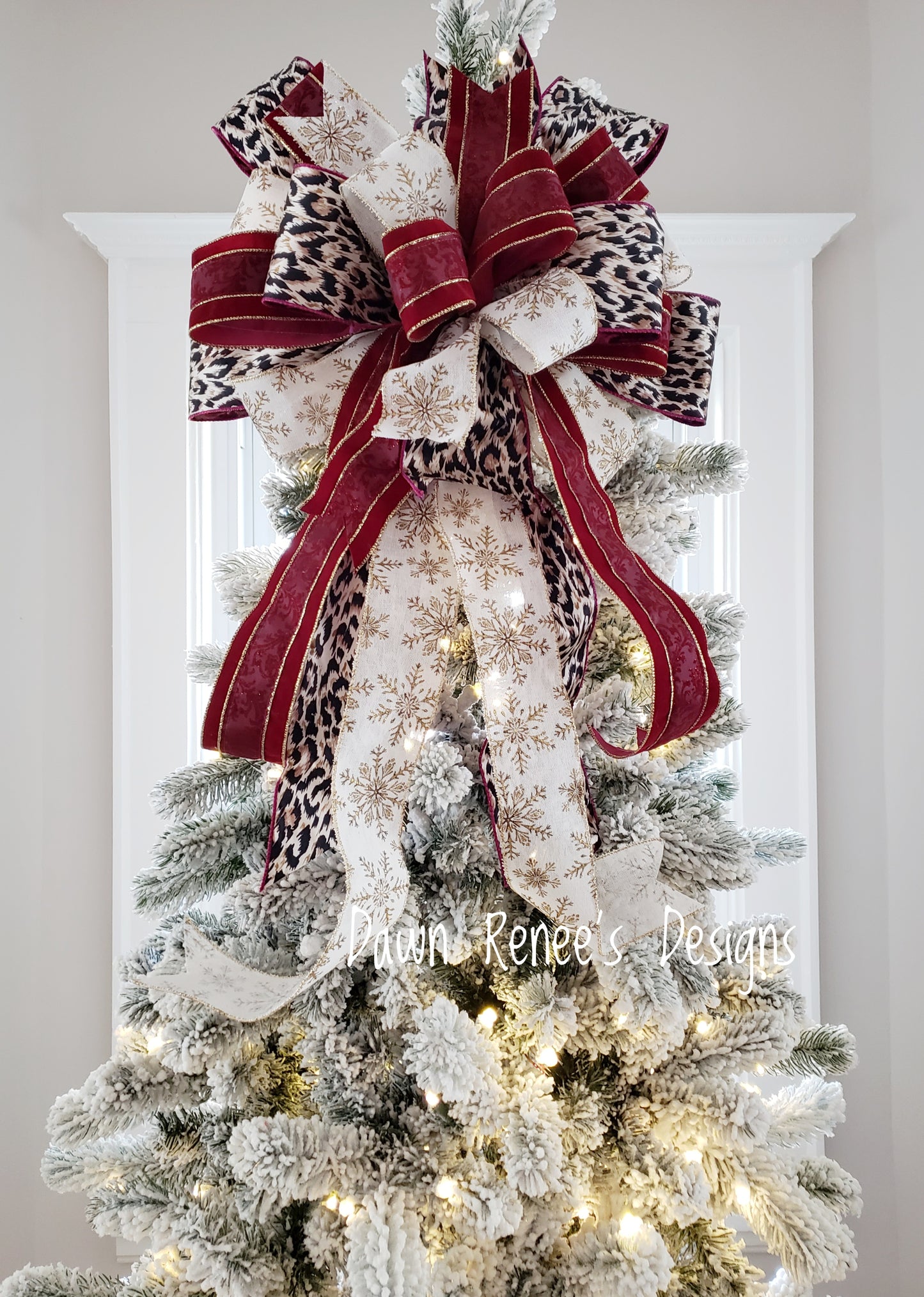 Burgundy Cheetah Christmas Tree Topper