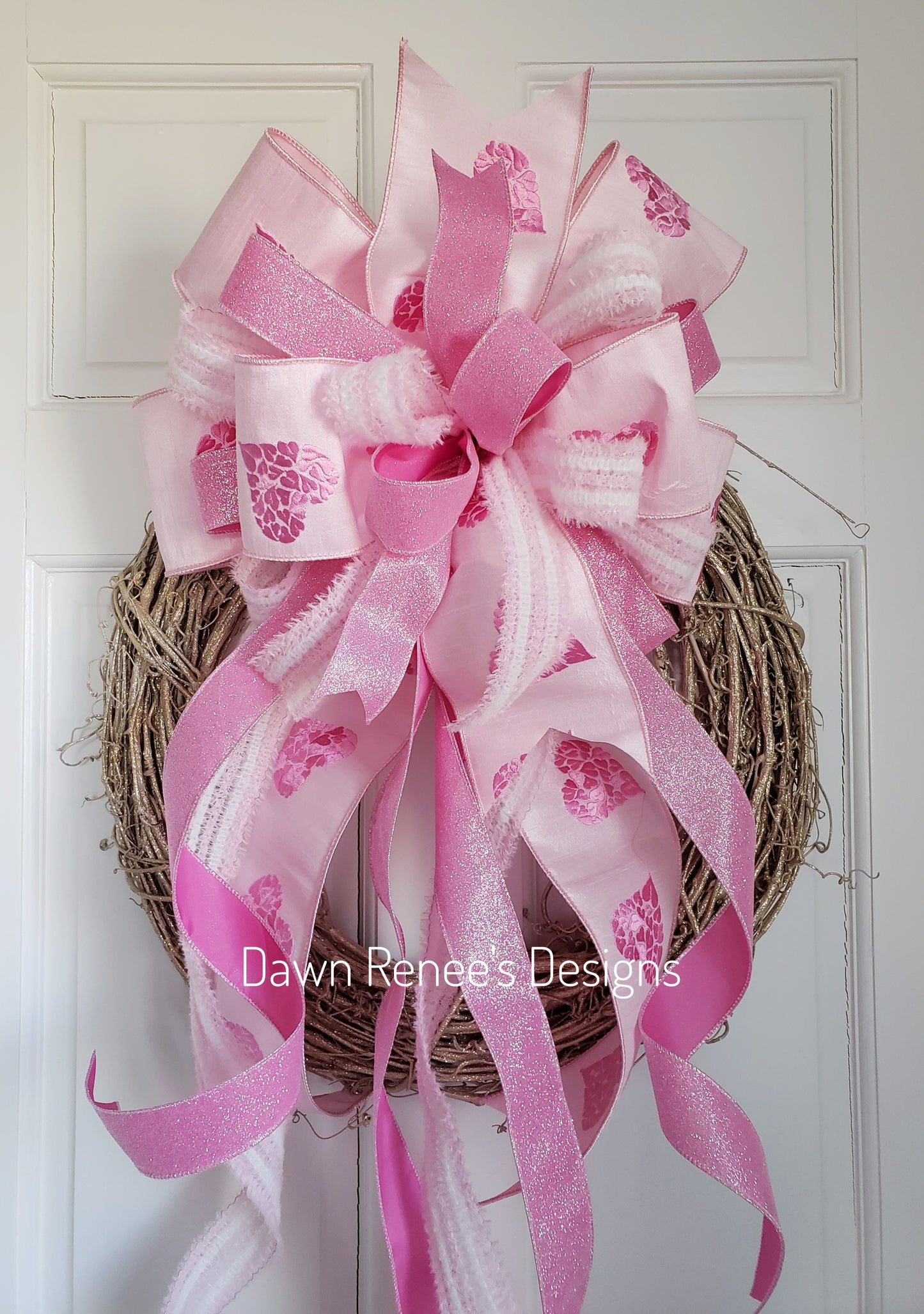 Pink Valentines Tree Topper Bow