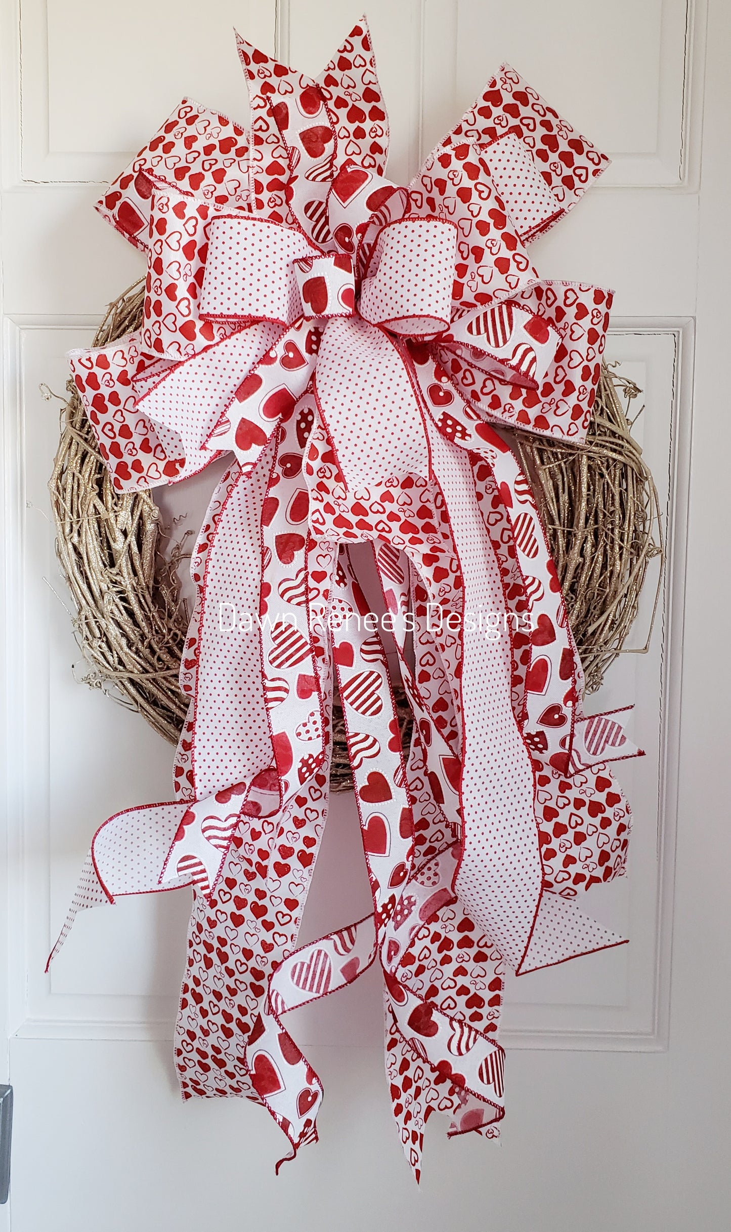 Valentines Tree Topper Bow with Long Streamers
