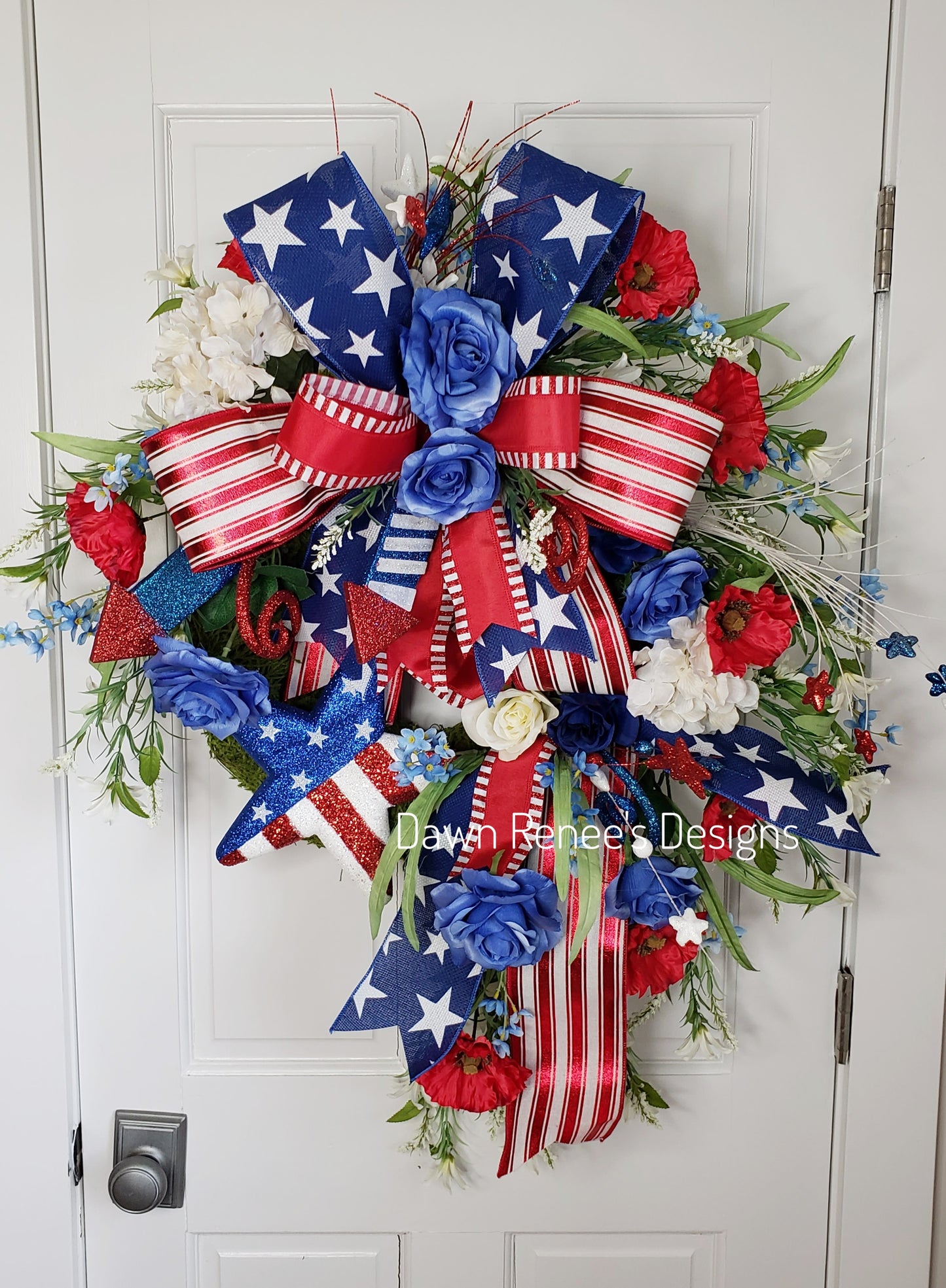 Patriotic Wreath, 4th of July Wreath for Front Door