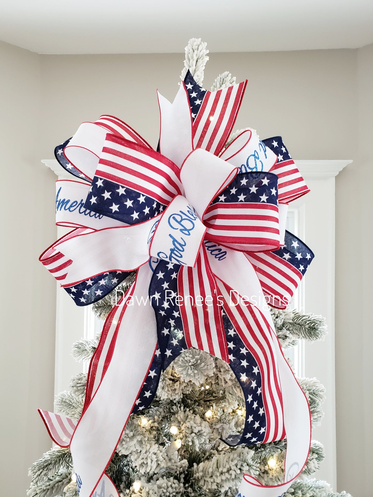 XL Patriotic Bow for Tree, Red White and Blue American Flag