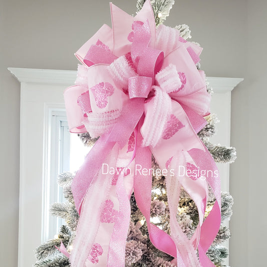 Pink Valentines Tree Topper Bow