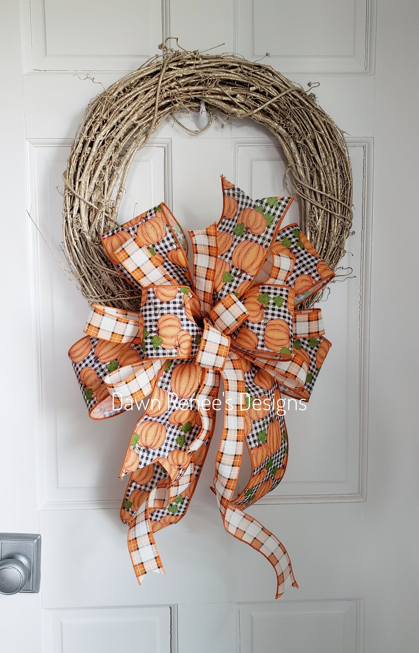 Pumpkin Buffalo Check Fall Bow