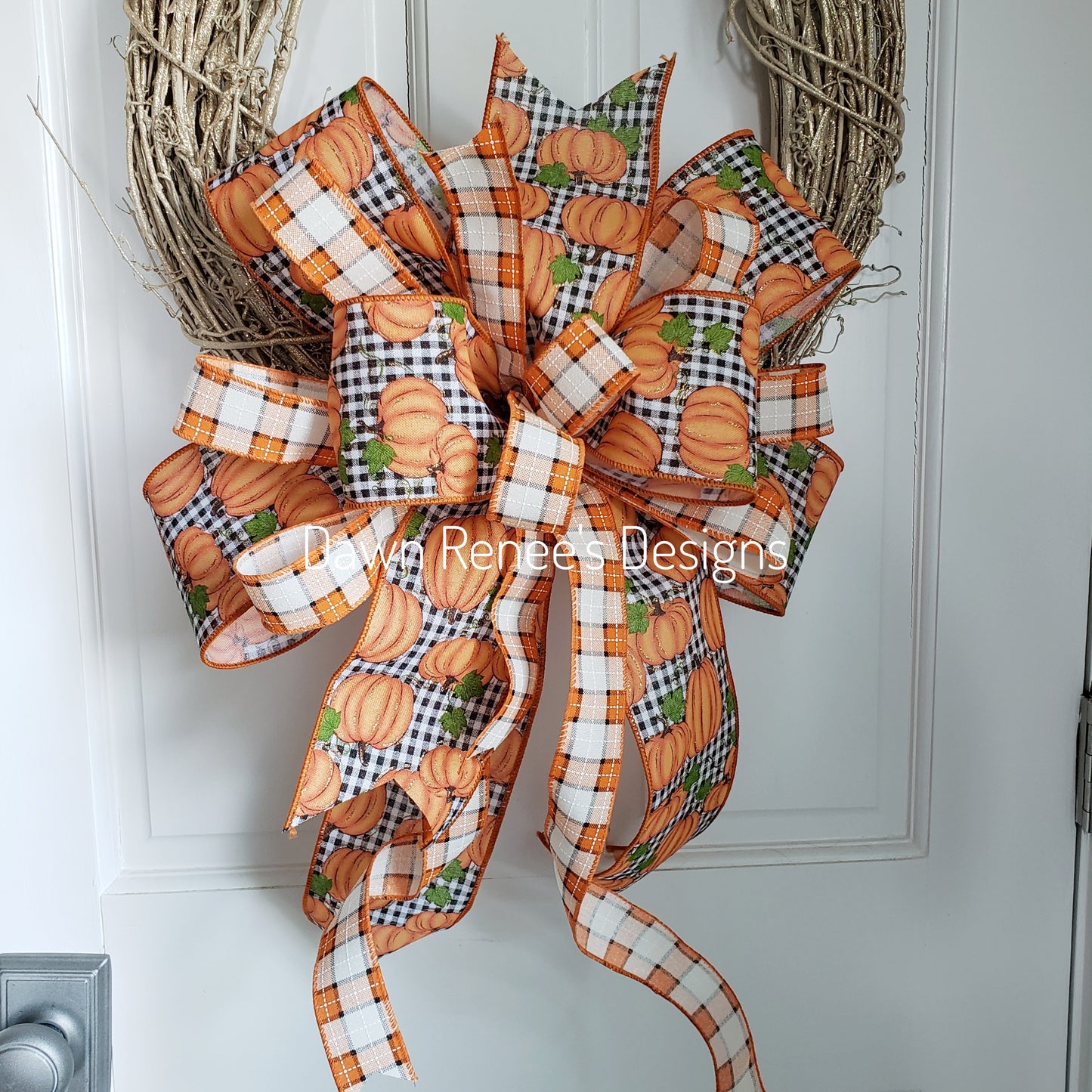 Pumpkin Buffalo Check Fall Bow