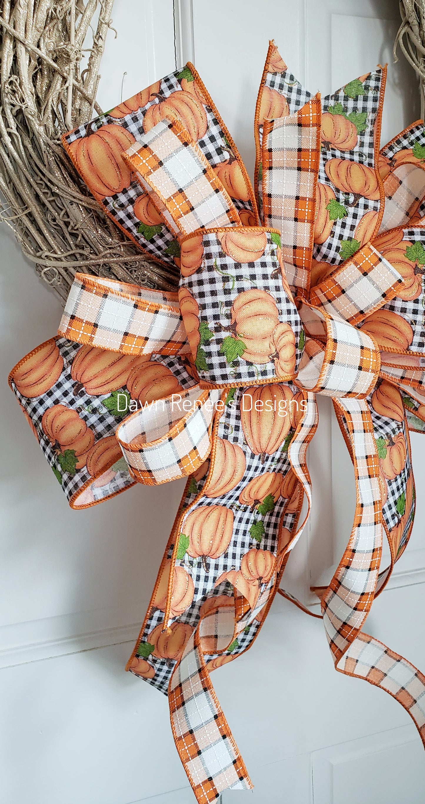 Pumpkin Buffalo Check Fall Bow