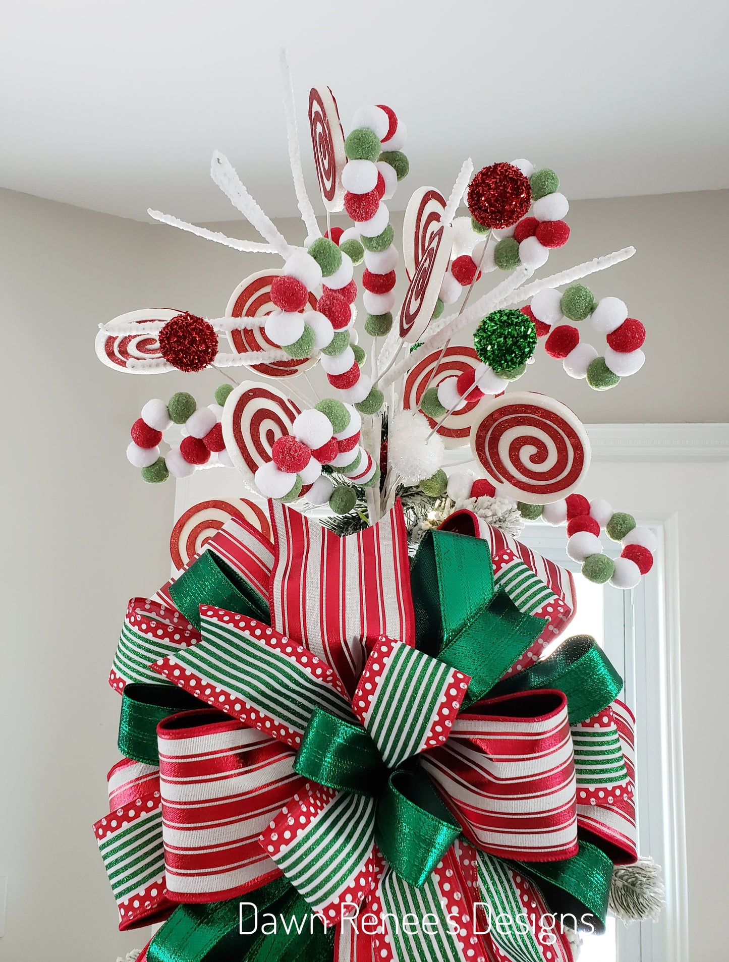 Red White Green Tree Topper & Tree Topper Bow