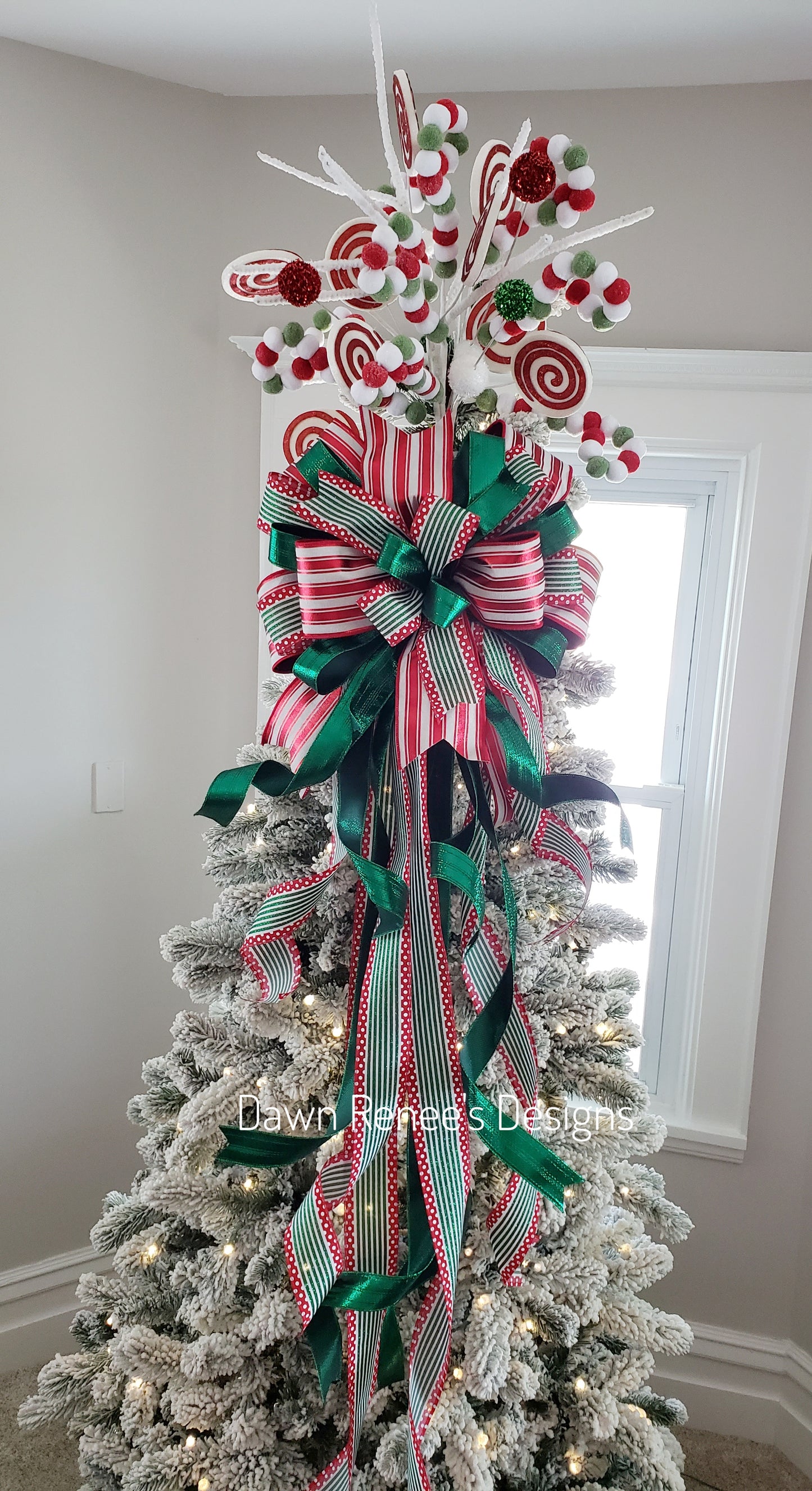 Red White Green Tree Topper & Tree Topper Bow