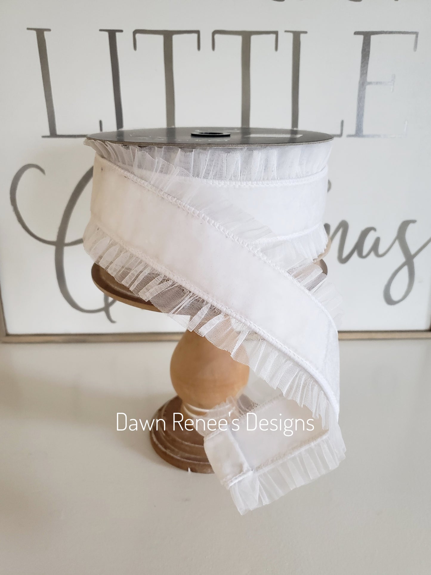 White Velvet Ruffle Ribbon