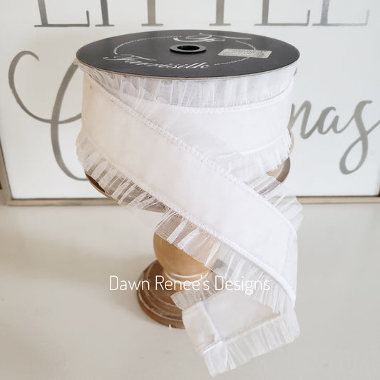 White Velvet Ruffle Ribbon