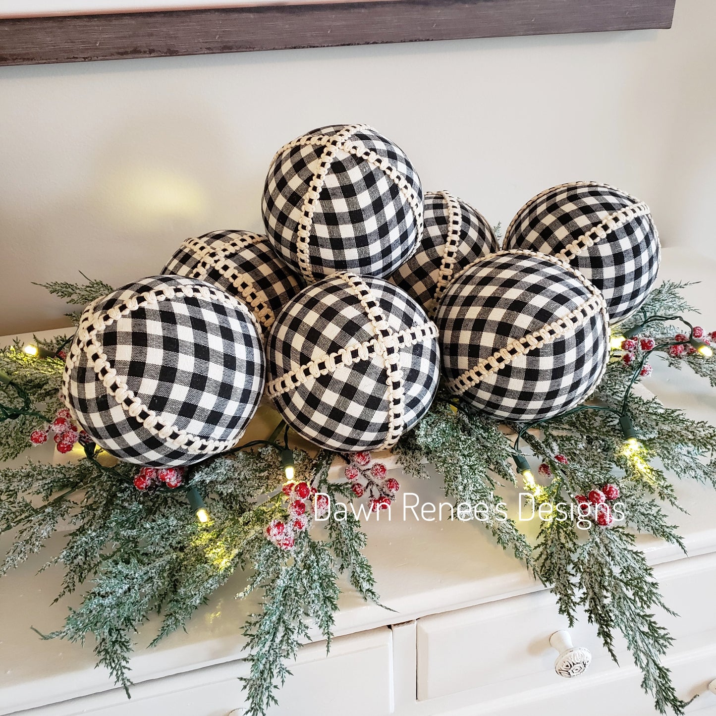 Large Black Natural Farmhouse Ball Ornament