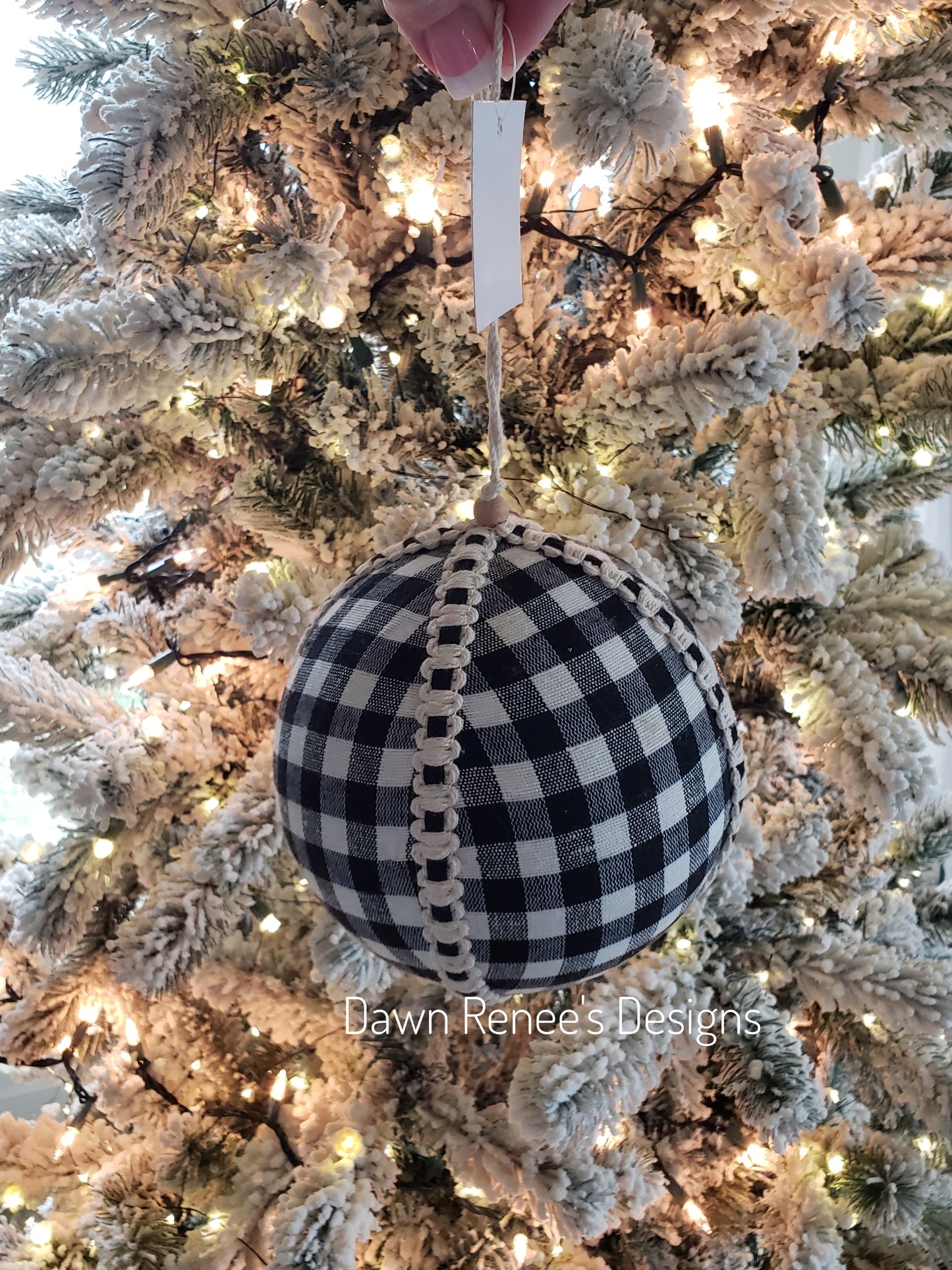 Large Black Natural Farmhouse Ball Ornament