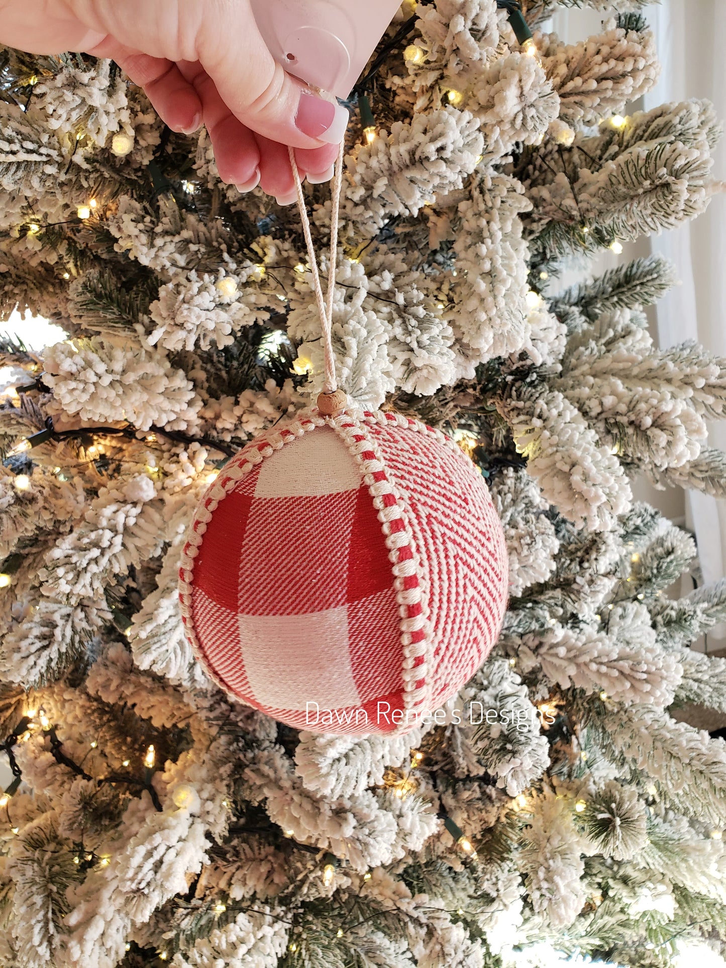 Large Red Natural Buffalo Plaid Ornament