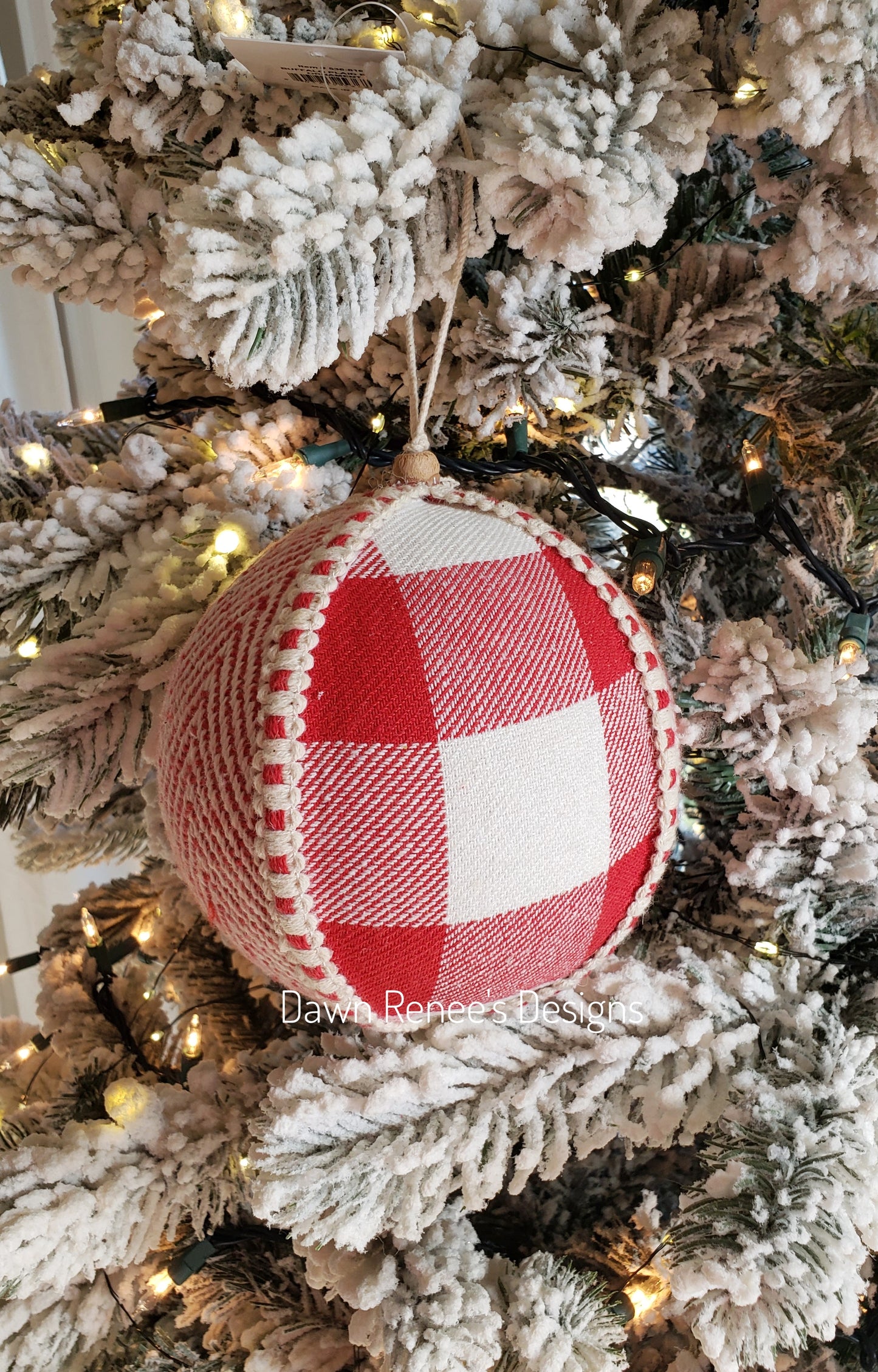 Large Red Natural Buffalo Plaid Ornament