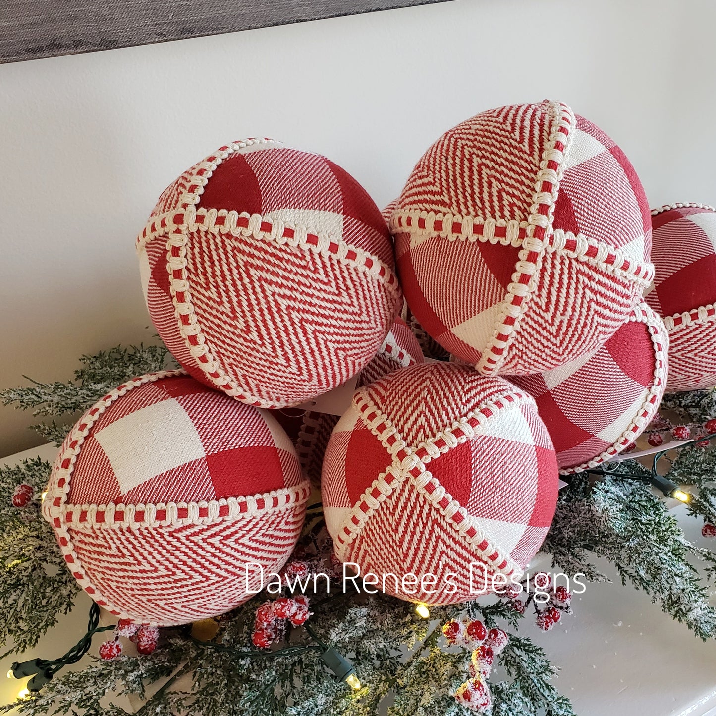 Large Red Natural Buffalo Plaid Ornament