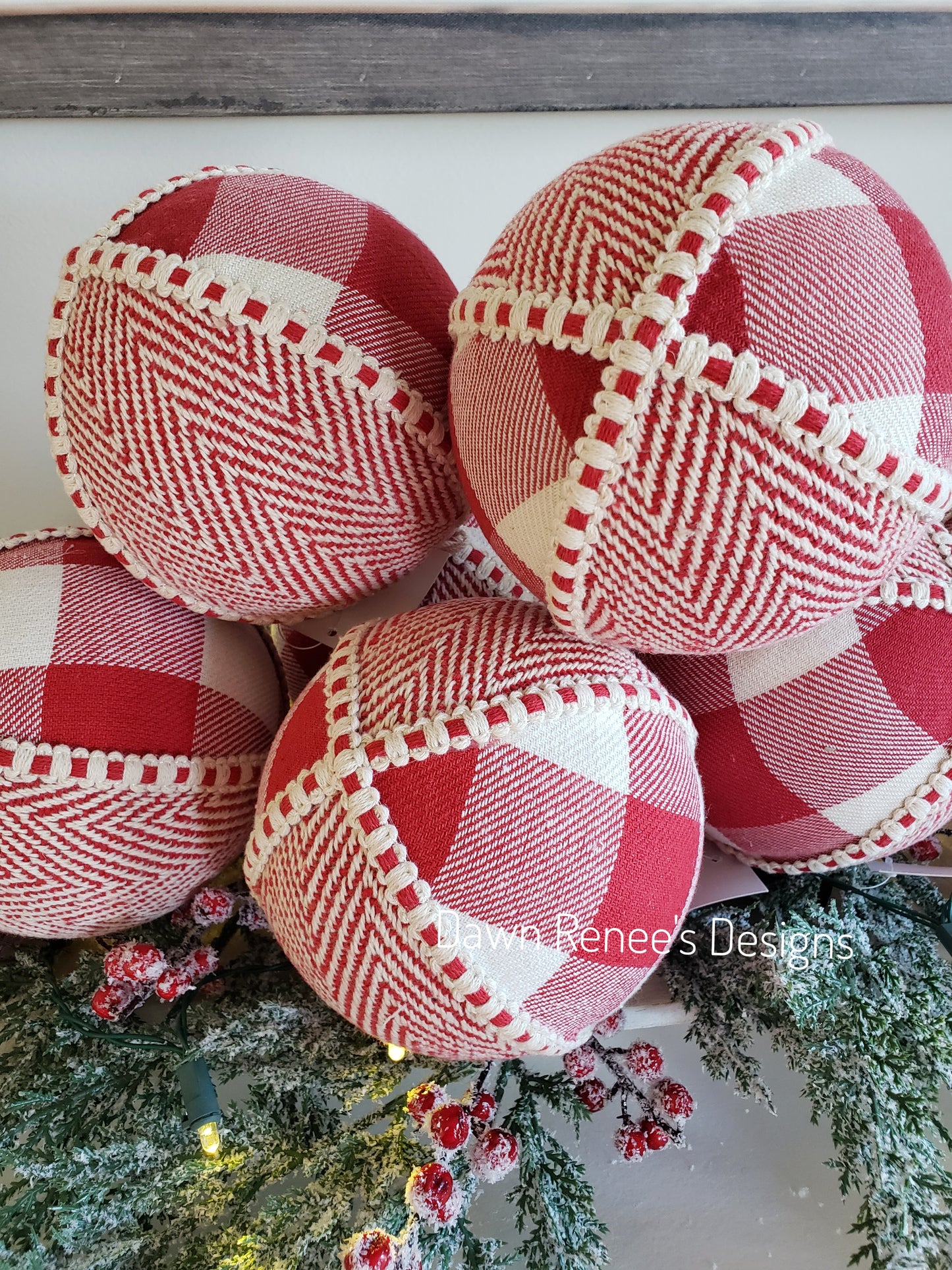 Large Red Natural Buffalo Plaid Ornament