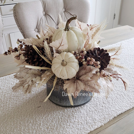 White Pumpkin Farmhouse Centerpiece