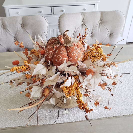 Round Pumpkin Arrangement for Fall Autumn